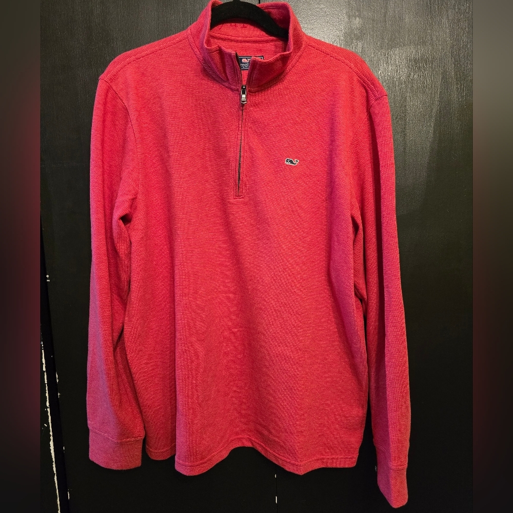 Vineyard Vines Saltwater Quarter-Zip Cotton Pullover Size Medium In Red